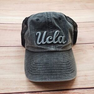 UCLA Bruins Hat Cap Mens Strap‎ Back Gray Washed Trucker Mesh NCAA Football